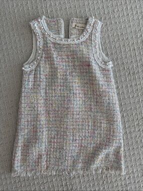 Tweed Pearl-Trim Sleeveless Dress in Pastel Multi